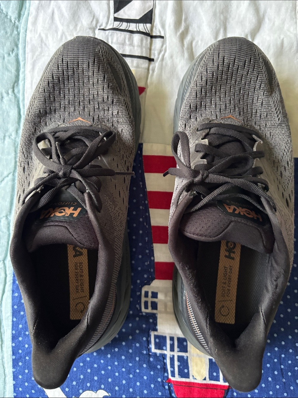 Hoka Charcoal Gray Athletic Shoes with Subtle Orange Logo